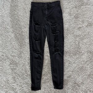 Topshop Ripped Skinny Black Jeans